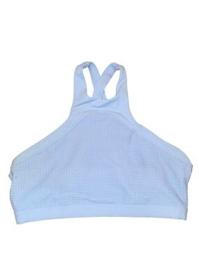 Lorna Jane Light Blue High Neck Cross Back Sports Bra Strappy Mesh Med
